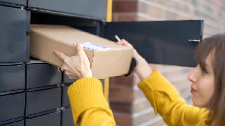 A locker holding a package