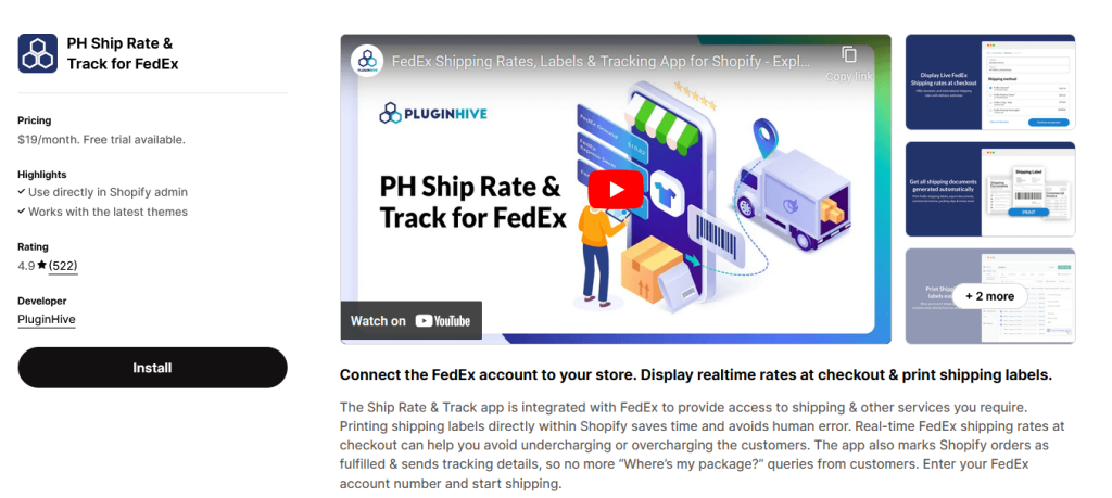 PH Ship Rate & Track for FedEx Shopify app