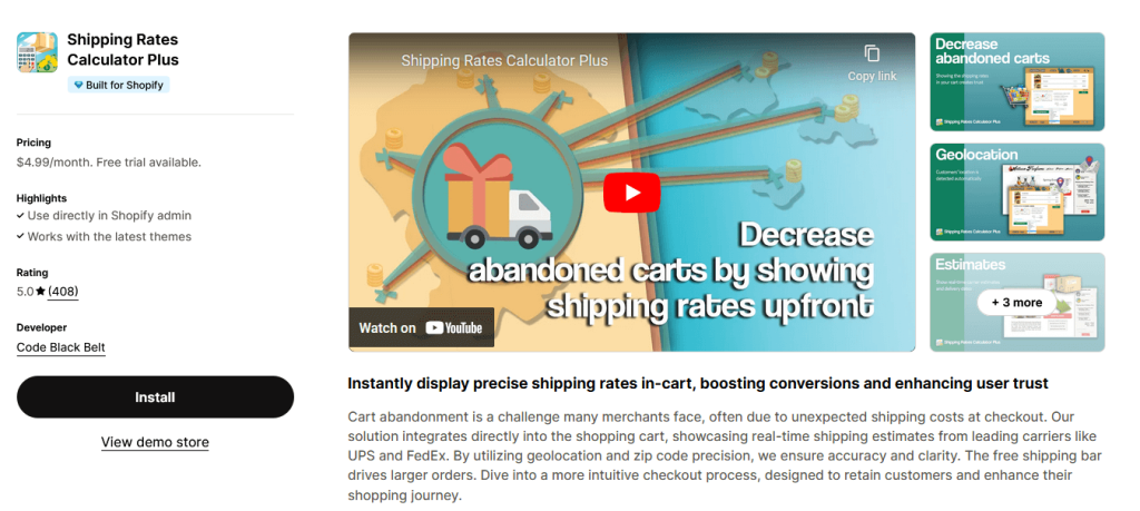 Shipping Rate Calculator Plus Shopify app