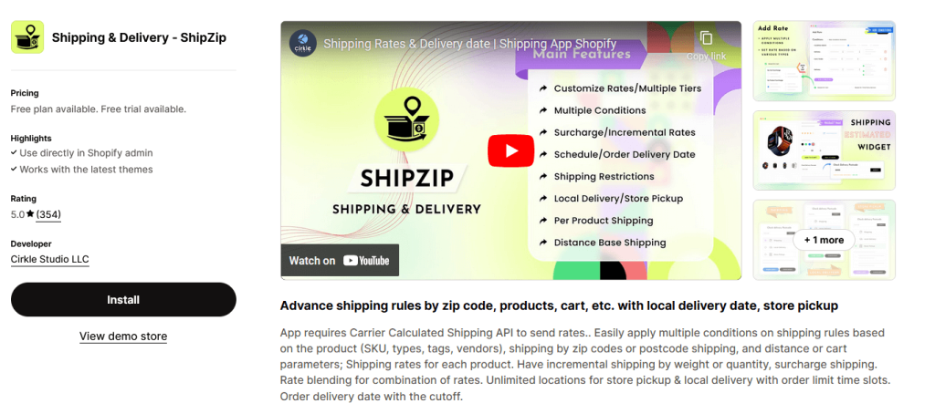 Shipzip Shopify app